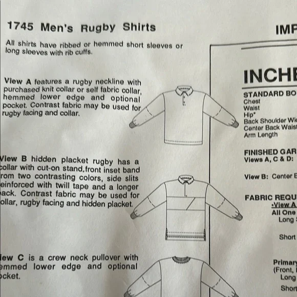 Men's Rugby Shirt Sewing Pattern - Picture 7 of 8